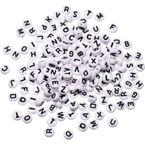 100x White Letter Alphabet Acrylic Loose Beads For Bracelet Jewelry DIY Finding