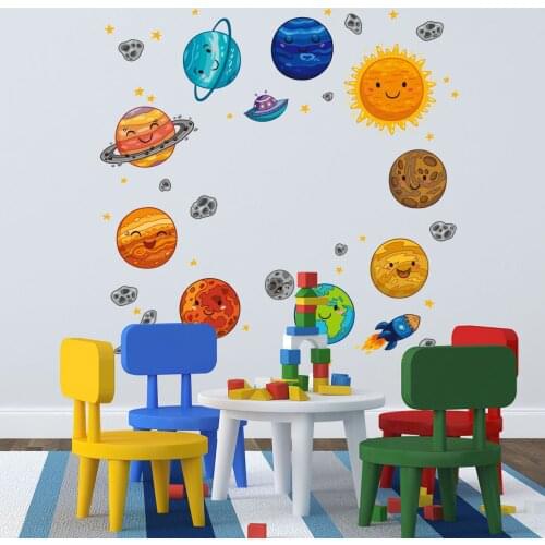2021 Creative Universe Planet Cartoon Wall Sticker DIY For Lovely Childrens Room Bedroom Kindergarten Wall Decoration Paste