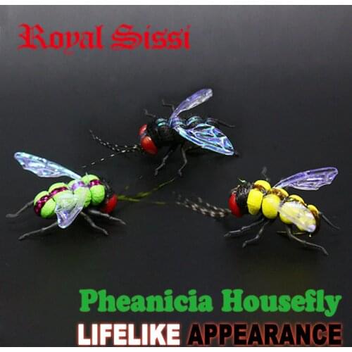 3pcs artificial pheanicia housefly hook size14# realistic insect lure for trout fishing floatable long lasting fly fishing flies