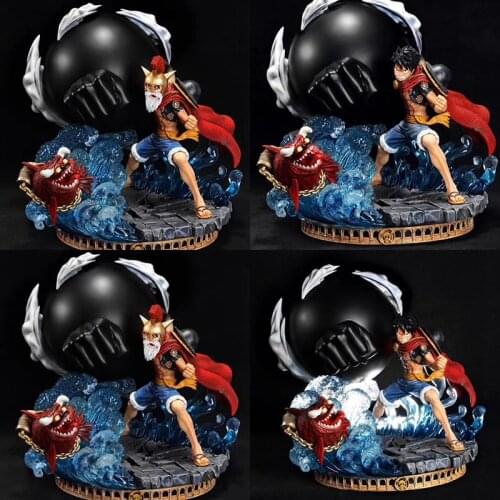 38cm Japanese Anime One Piece Gladiator Monkey D Luffy Action Figure Replaceable Head Collectible PVC Model Toy Doll gift