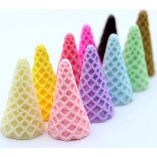 6pcs 20*37mm Resin Ice Cream Cone DIY Charms Supplies Accessories For Slime Filler Miniature Kids Polymer Plasticine Gift