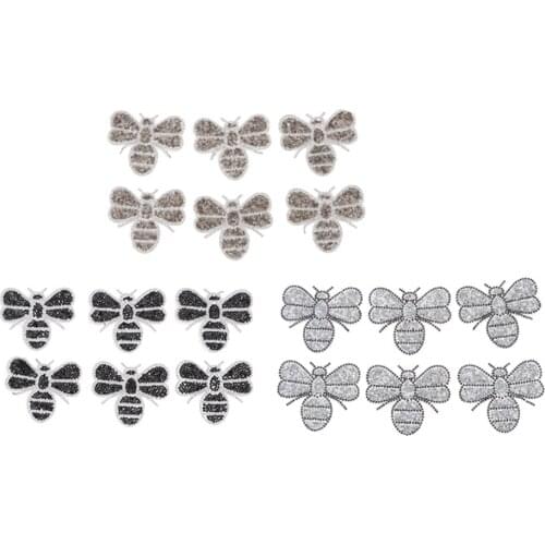 6 Pack Bee Shape Iron on Crystal Patches Applique for Clothing Bag Pants Decor