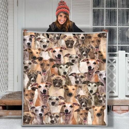 Arabic Greyhound Whippet Dogs Funny Dog Puppies Face Soft Throw Plush Sherpa Fleece Blanket