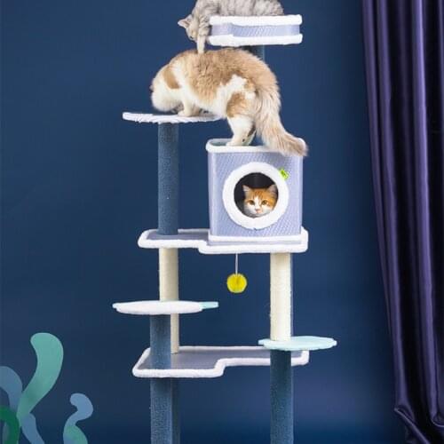 The cat climb tower ladder cat house tree condo Four layers amusement ladder shelves nest playground cat shelf wall