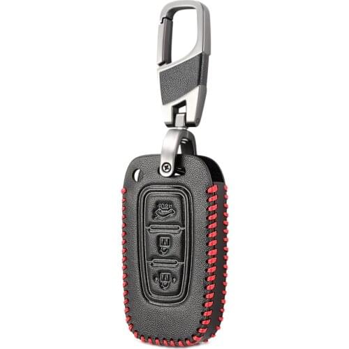 Genuine Leather 3 Button Smart Key Case Cover For Hyundai Sonata Elantra I30 IX35 For Kia K5 Sportage R Sorento Forte