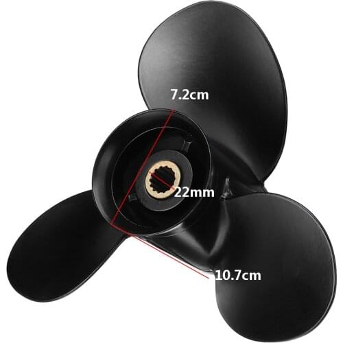 Black Aluminum Outboard Propeller 362B641080 For Tohatsu-Mercury 9.9-20HP 9.25 x 9.8 14 Spline Tooth 3 Blades Standard Rotation