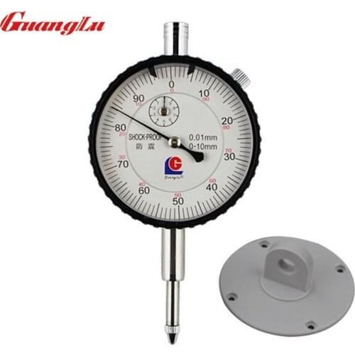 GUANGLU Dial Indicator 0-10/0.01mm Shock-Proof Dial Test Gauge with Lug Back Precision Micrometer Measuring Tools