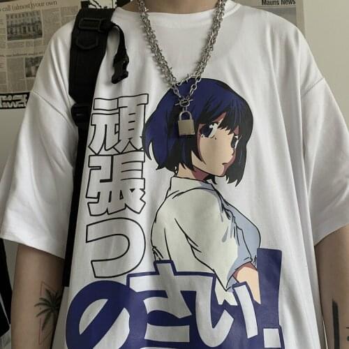 Japanese Anime Print Harajuku T Shirt for Men Women Tshirt Summer Casual Tee Tops Clothes Korean Style Ulzzang Kawaii Clothes