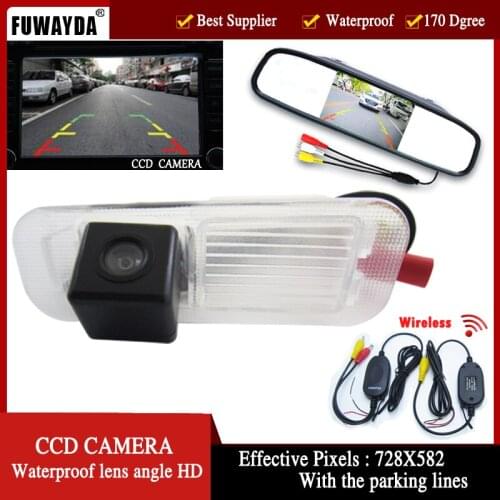 FUWAYDA wireless Color CCD Car Rear View Camera for Kia K2 RIO Sedan,with 4.3 Inch Rear view Mirror Monitor
