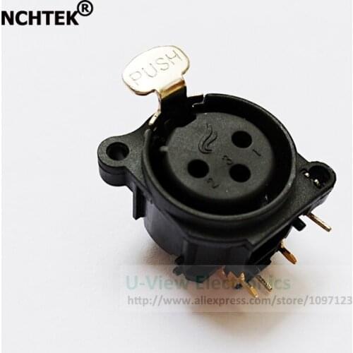 NCHTEK GOLDEN Right Angled XLR 3Pin Female Panel Socket For Microphone Guitar Charger/Free Shipping/2PCS