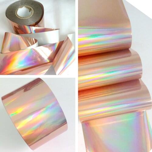 120M/Roll Holographic Transfer Foil Laser Rose Gold Nail Sticker For Design Fashion Decals Manicure Salon Tips