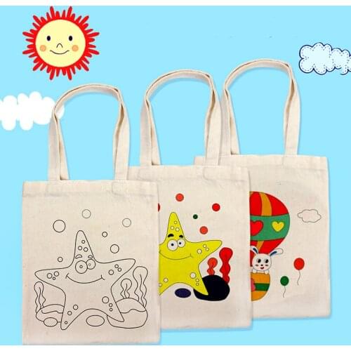 DIY Canvas Bag Educational Toys Kids Creation Colors To Paint Children Toy Drawing Graffiti Bag Montessori Toys Children Gifts