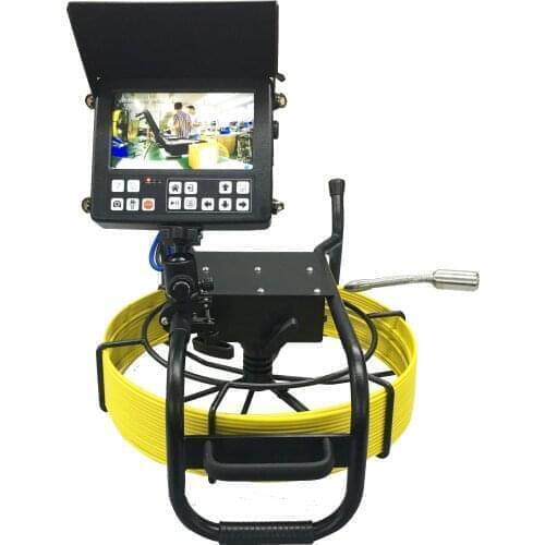 50m 7mm cable 8inch color display video surveillance camera 29mm self leveling waterproof inspection camera for small pipe