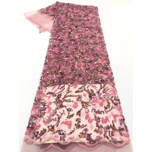Beautiful multicolor sequin embroidery fabric French tulle lace Nigerian party dress skirt design fabric