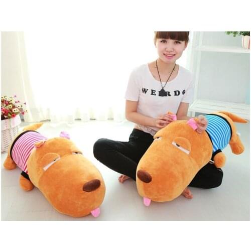 Lovely stripes cloth dog Plush toy , big head prone dog soft pillow toy,Christmas gift p8706