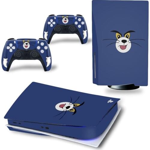 Cute Cat Skin Sticker for PS5 Standard Disc Edition Decal Cover for PlayStation 5 Console and 2 Controllers PS5 Skin Sticker