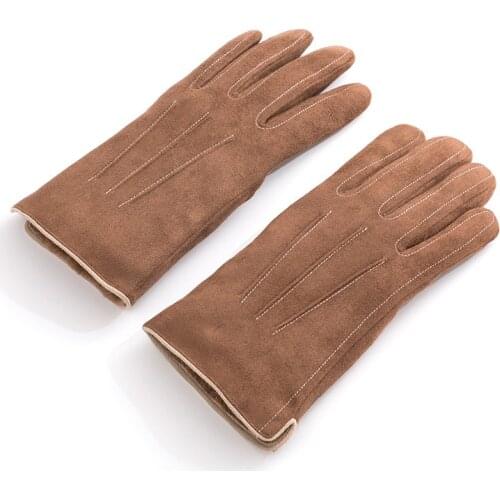 Man Winter Keep Warm Touch Screen Plus Velvet Inside Gloves Male Fashion Simple Style Thicken Suede Fabric Outdoor Gloves