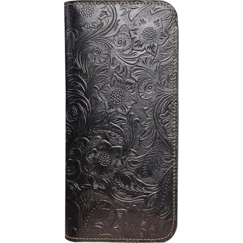 Genuine Leather Long Wallet For Women Retro Female Wallet Handbag With Zipper Purse Card Holder Bag For Business Men