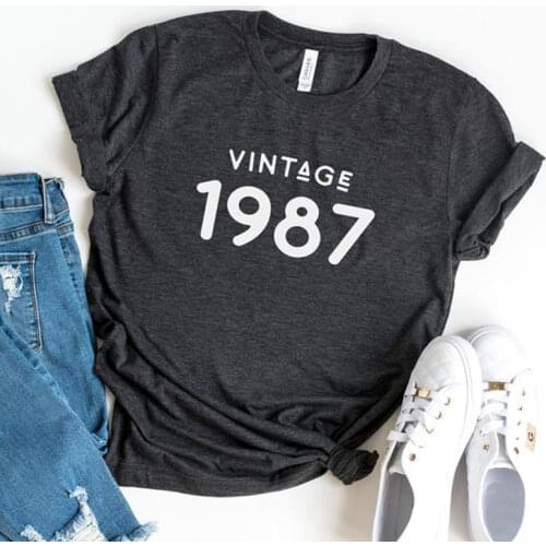 Original 1987 T Shirts Women Cotton 34th Birthday Gift 34 Years Old Cotton T-shirt Mother Wife Daughter Gifts Female Graphic Tee