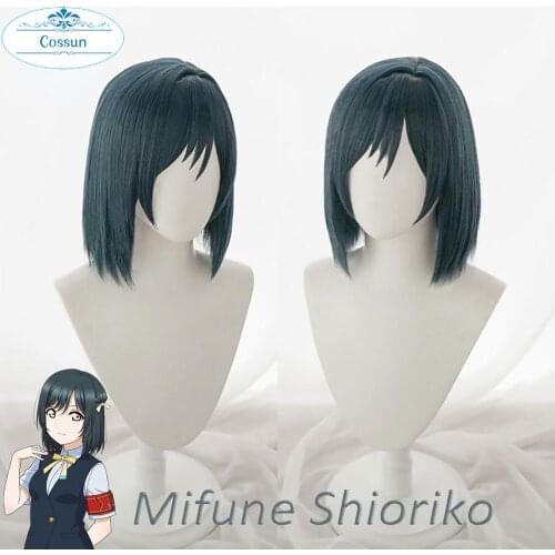 Mifune Shioriko Cosplay Wig LoveLive PERFECT DREAM PROJECT Black Blue Cosplay Hair Mifune Shioriko LoveLive PDP