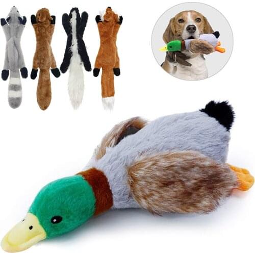 Plush Dog Chew Toys Pet Puppy Cleaning Teeth Toy Wolf Toys Stuffed Squeaky Animals Rabbit Honking Training Squirrel Pet Supplies