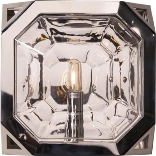 Industrial Vintage Style Polished Nickel Finish Glass Lampshade Wall Sconce Dinning Room Bed Room Foyer Lighting Wall Lamp