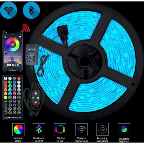 LED Strip Lights Bluetooth Control luces Led RGB 5050 SMD 2835 Waterproof Flexible Lamp Tape Ribbon Diode DC12V 5M 10M 15M