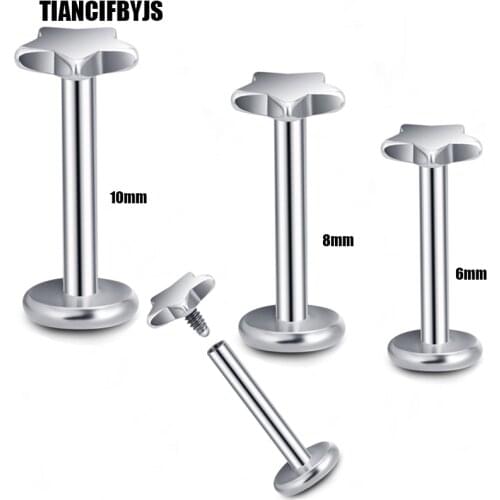 TIANCIFBYJS 10pcs 16G Surgical Labret Ring Lip Piercing Ear Cartilage Lip Earrings Piercing Ombligo Ear Piercing Body Jewelry