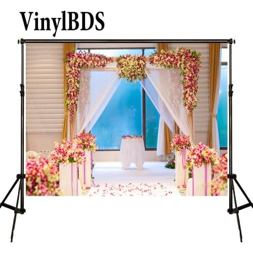 VinylBDS Photo Background Wedding Backdrops Photo Flowers Background Pastel Pink Background Wedding Garden Arch for Photocall
