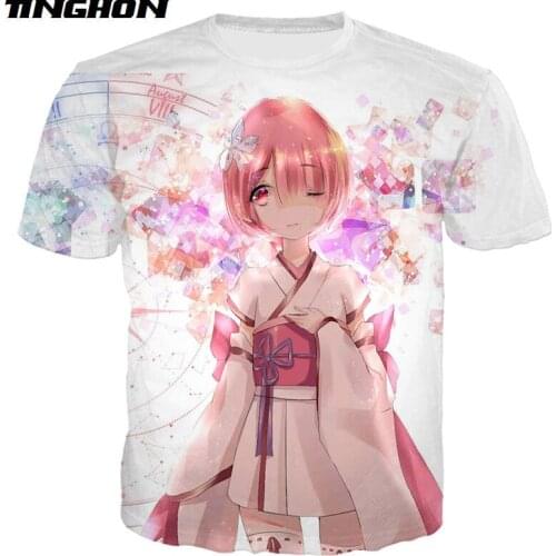 XS-7XL Newest Anime Rem Ram 3d Print T Shirt Men Women T-shirt Casual Short Sleeve Harajuku Hip Hop Streetwear Tops 02