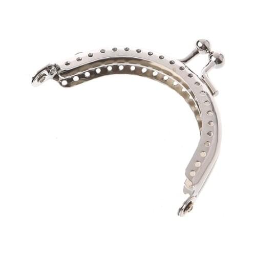 THINKTHENDO 1PC Metal Frame Kiss Clasp Arch For Clutch Coin Purse Bag Silver Tone 6.5cm