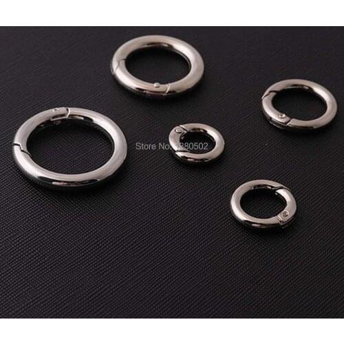 10pcs/lot nickel color 17/20/25/28/30mm O Ring Spring Clip Buckles Hook key chain