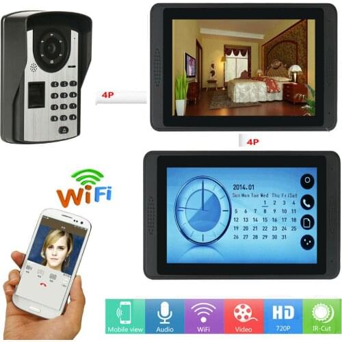 2 Monitor APP Control 7 Inch Monitor Wifi Wired Video Door Phone Doorbell Speakephone Camera Intercom KIT