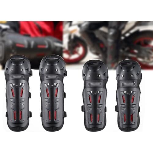 4pcs Motocross Knee Protector Brace Protection Elbow Pad Kneepad Motorcycle Sports Cycling Guard Protector knee guard Black