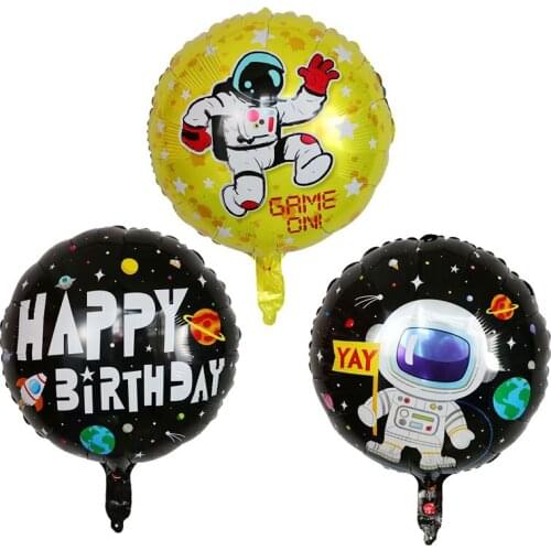 5pcs 18inch Rocket astronaut foil balloons Baby Boy super hero Favor Toys HAPPY BIRTHDAY party decorations kids outer space ball
