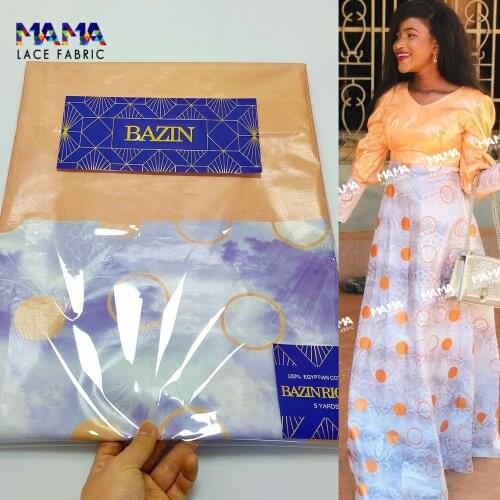 5 Yards Nigerian Basin Riche Original Brocade Sewing Embroidery Lace Printing Bazin Riche 2021 Nouveau Sewing