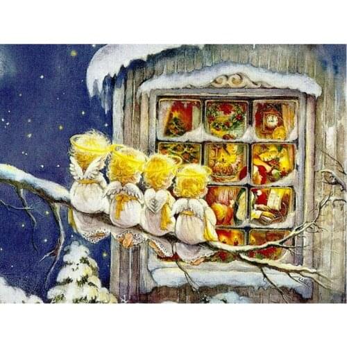 5d diamond painting kids little angels Christmas scenery full square diamond embroidery kit 3d diamond mosaic decorative