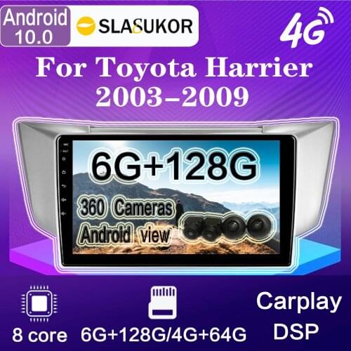 Android 10 For Lexus RX330 RX350 RX400H For Toyota Harrier 2003-2009 6G+128G Car Radio Multimedia Video Player Navigation 4G GPS