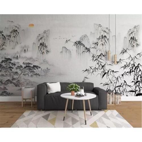Beibehang Customized wall papers home decor eco-friendly wallpaper new Chinese abstract ink landscape living room background