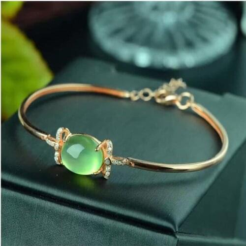 Free shipping Natural and real Prehnite Bracelets 925 sterling silver Fine jewelry gems 10*14mm 1pc