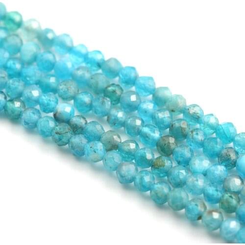 Natural Stone Beads Small Beads Faceted apatite 2,3 mm Section Loose Beads for Jewelry Making Necklace DIY Bracelet (38cm)