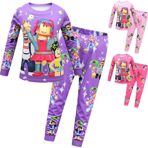 Children Cartoon Printing ROBLOxing Boys and Girls Spring and Autumn Suits Home Clothes Sports Leisure Kids 5-14Y Suits