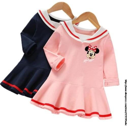 Disney Minnie Long Sleeve Girls Dress Kids Dress For Girl Winter Toddler Vestidos Fille Robe Princess Children Dress 2-8Y