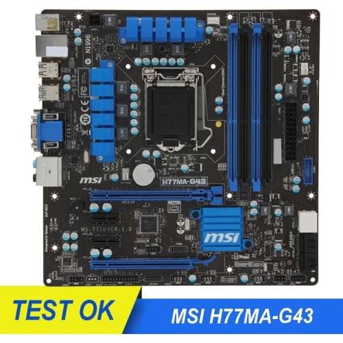 For MSI H77MA-G43 Computer Motherboard LGA 1155 DDR3 SATA3 USB3.0 32GB VGA DVI For Intel H77 H77M Desktop Mainboard Used
