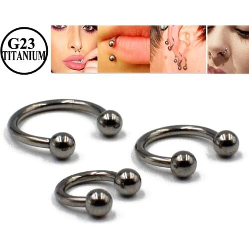 Dreamlee 100% G23 Solid Titanium Circular Bead Horseshoe Barbell Piercing Ear Cartilage Helix Septum Nose Lip Labret Jewelry