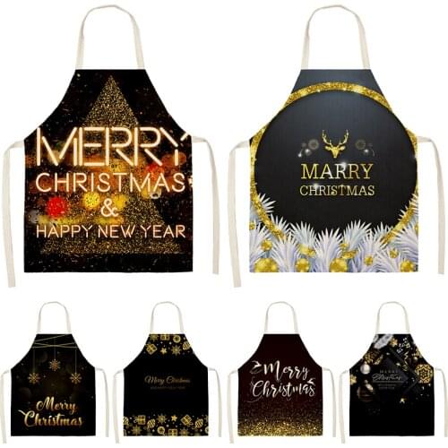 Christmas Gift Pattern Cleaning Aprons Home Cooking Kitchen Apron Cook Wear Cotton Linen Adult Bibs kitchen accessories kid