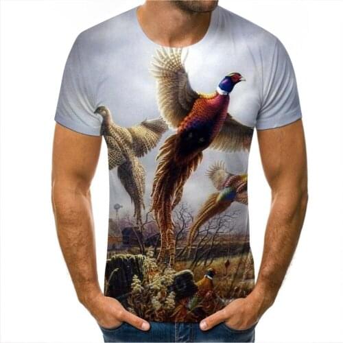 Animal Hunting Partridge Bird 3D Print Harajuku T-Shirt Summer Fashion Casual Mens Tshirt Short Sleeve Streetwear Unisex