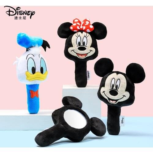 Disney Toy Makeup for Girls Mickey Minnie Hand-held Makeup Mirror Kids Makeup Toys Disney Christmas Plush Cartoon Mirror