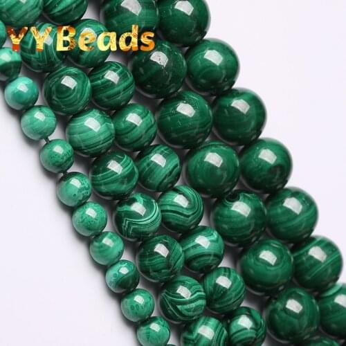 5A Quality Natural Genuine Malachite Stone Beads Round Loose Beads For Jewelry Making DIY Bracelets Necklaces 15" 4 6 8 10 12mm