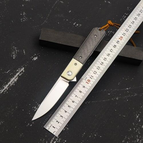 Cattle bone + carbon fiber handle EDC pocket folding knife n690 blade survival outdoors portable knife high quality sharp foldin